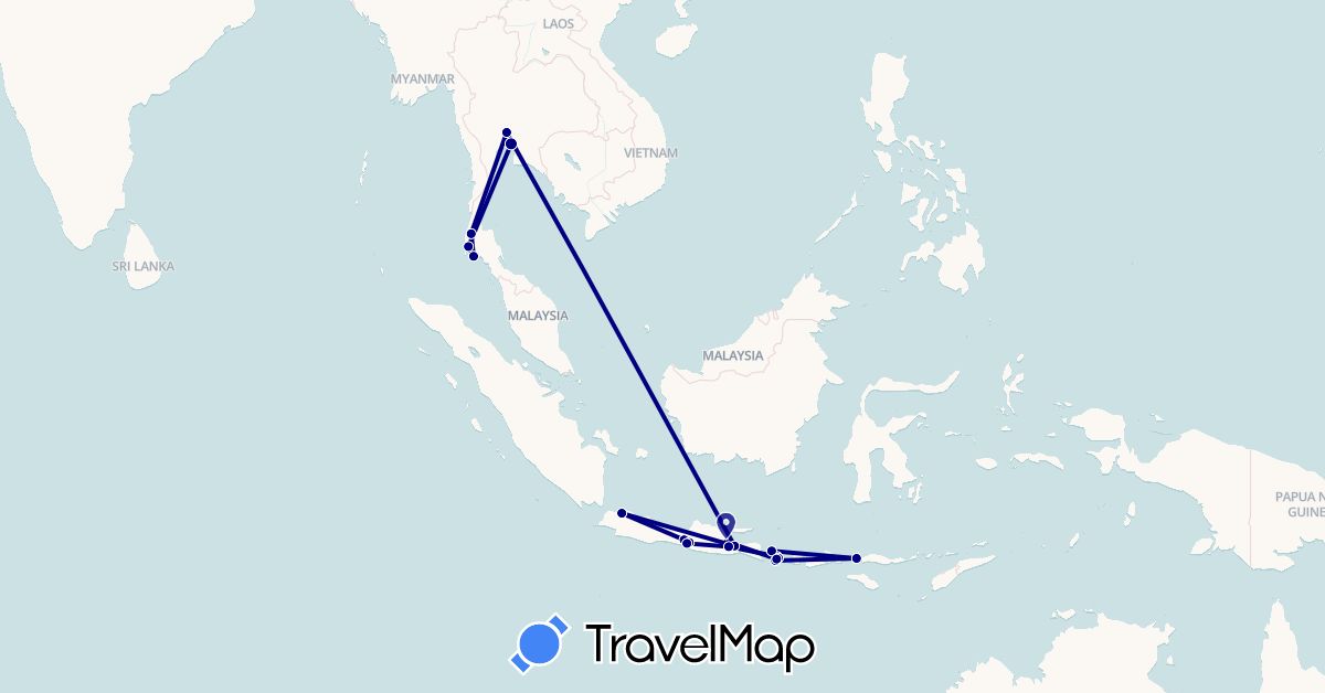 TravelMap itinerary: driving in Indonesia, Thailand (Asia)